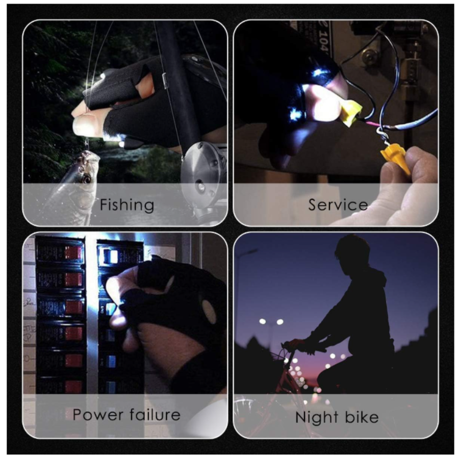 Guante Luz Led Camping Carro Pesca