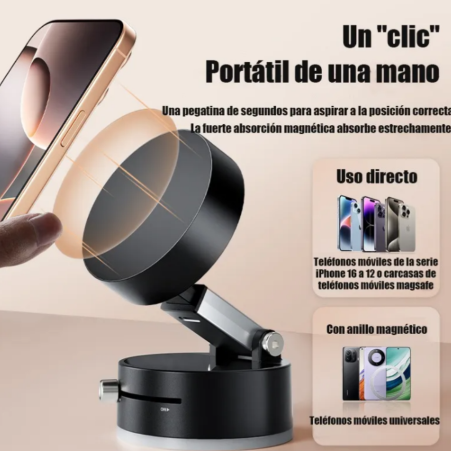 Soporte Magnetico NEGRO Con Ventosa