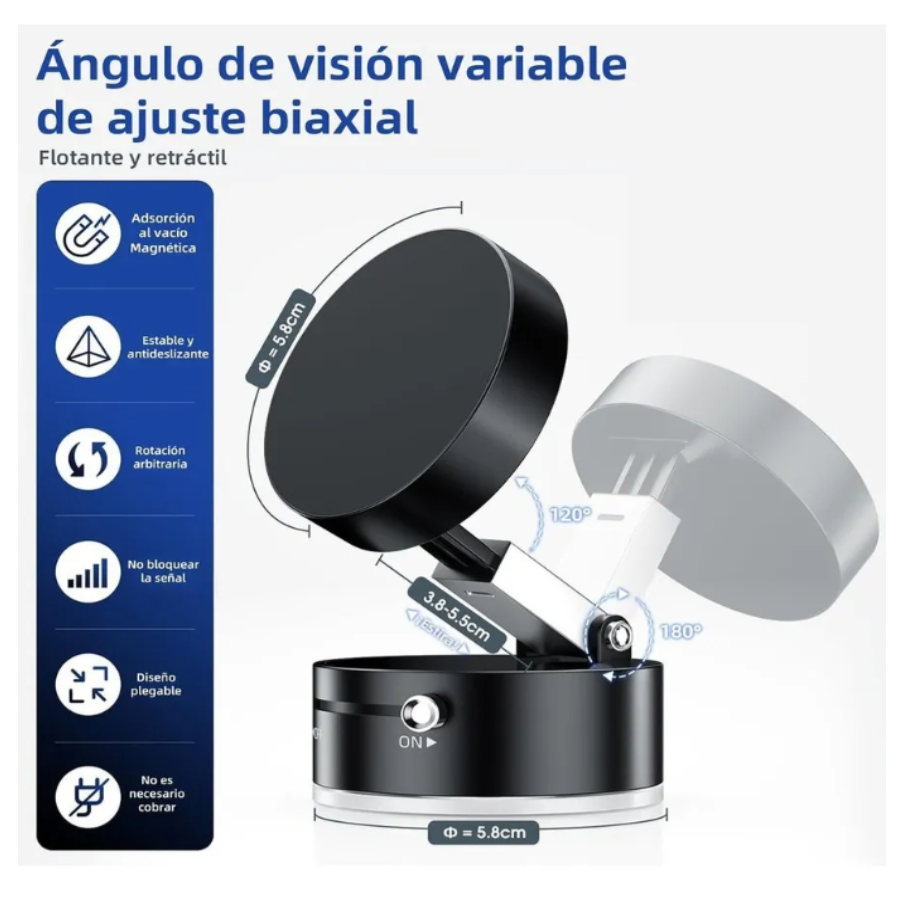 Soporte Magnetico NEGRO Con Ventosa
